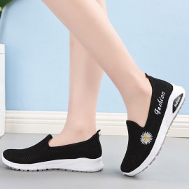 Women Daisy Decor Mesh Comfy Breathable Casual Slip On Sneakers