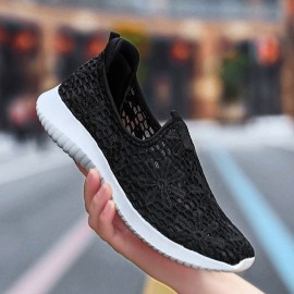 Women Casual Knitted Slip On Walking Flat Sneakers