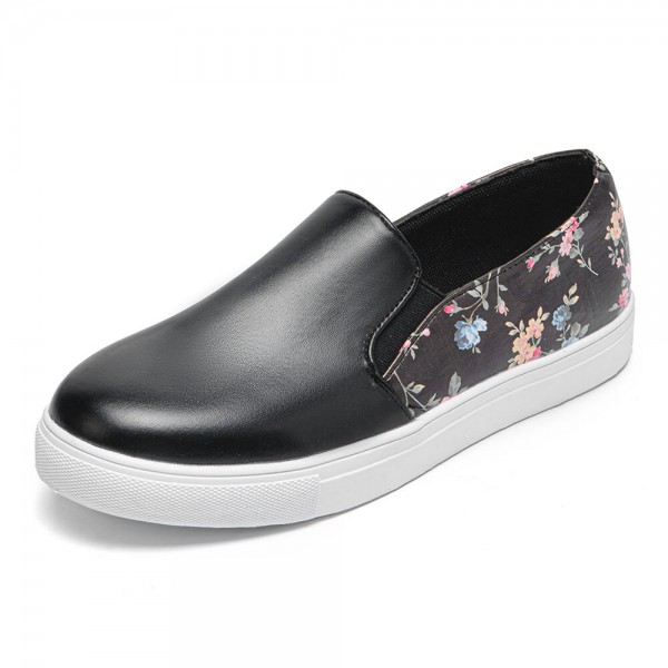 Women Casual Flowers Pattern Comfortable Flat Skate Shoes 