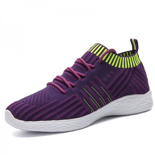 Woman Round Toe Mesh Breathable Slip-On Running Shoes 