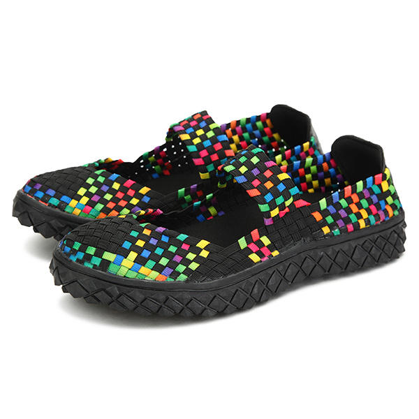 Women Summer Breathable Sandals Knit Platform Elastic Shoes 