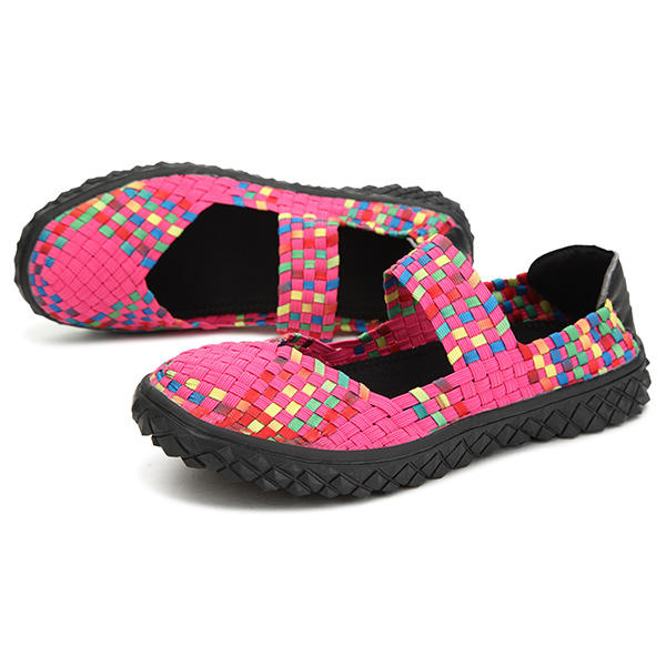 Women Summer Breathable Sandals Knit Platform Elastic Shoes 