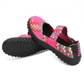 Women Summer Breathable Sandals Knit Platform Elastic Shoes