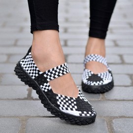 Women Summer Breathable Sandals Knit Platform Elastic Shoes