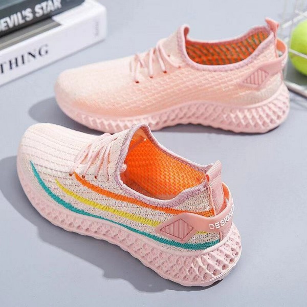 Women Breathable Mesh Rainbow Pattern Running Shoes Casual Sneakers 