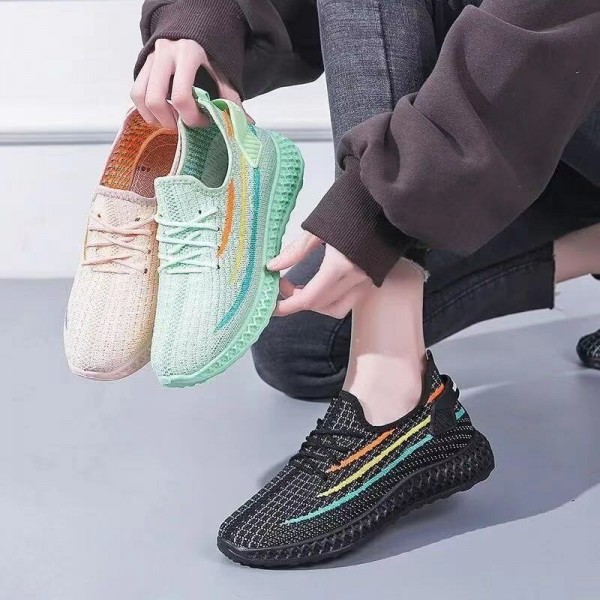 Women Breathable Mesh Rainbow Pattern Running Shoes Casual Sneakers 