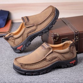 Men Microfiber Leather Vintage Casual Business Office Soft Walking Loafers