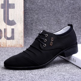 Men Canvas Breathable Non Slip Pointy Toe Brief Business Casual Shoes