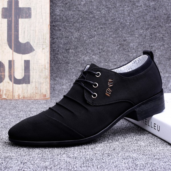 Men Canvas Breathable Non Slip Pointy Toe Brief Business Casual Shoes 