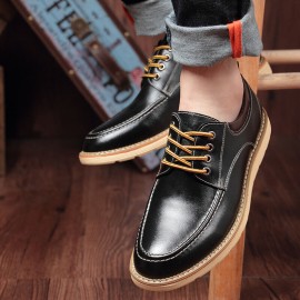 Men Genuine Leather Breathable Non Slip Soft Sole Lace Up Casual Business Shoes