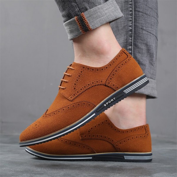 Men Breathable Comfy Vintage Pointed Toe Soft Bottom Lace Up Casual Business Shoes 