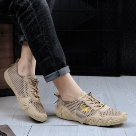 Men Mesh Comfy Breathable Elastic Lace Casual Driving Flats